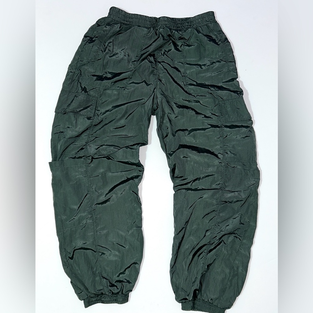 Know One‎ Cares Nylon Cargo Jogger Balloon Pants In Green Teal Size Medium